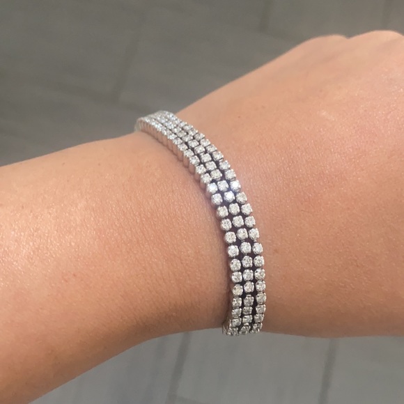 18k White Gold Diamond 4.17 ct Adjustable Slider Sliding Knot Tennis Bra… - Picture 1 of 10